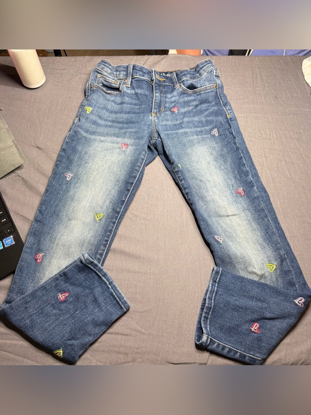 GAP Denim Jeans with Colorful Heart Embroidery